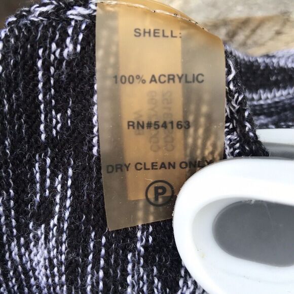 Calvin Klein Women's Sweater Dress Size LP Black Gray Cowl Neck Fit And Flare - Picture 6 of 6